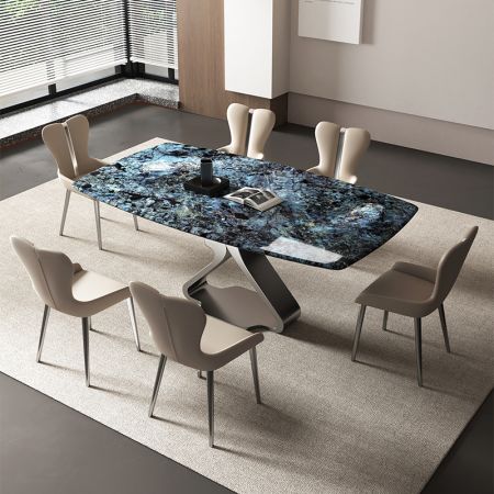Luxury Crystal Stone Top with Metal Base Dining Table More Colours and Sizes Customisable