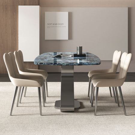 Luxury Crystal Stone Top with Metal Base Dining Table More Colours and Sizes Customisable