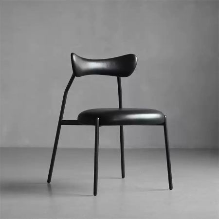2PCS Modern Minimalist Curved-Back PU Leather Dining Chairs More Colours Customisable