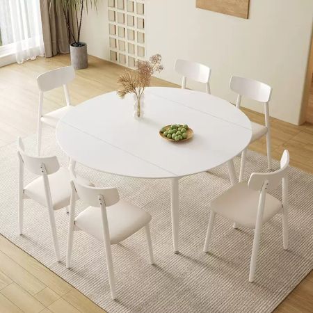 Sintered Stone Extendable Round Dining Table with Metal Legs More Colours and Sizes Customisable