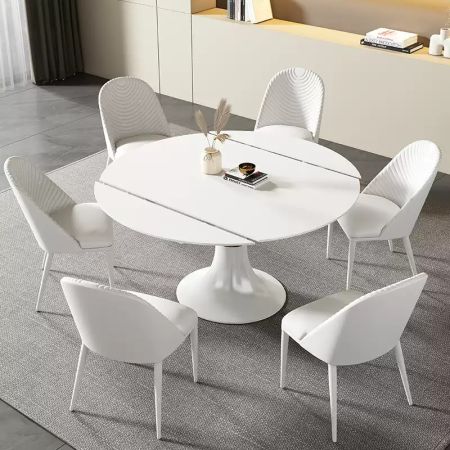 Tulip Pedestal Sintered Stone Top Extendable Round Dining Table More Colours and Sizes Customisable
