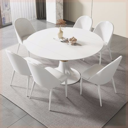 Tulip Pedestal Sintered Stone Top Extendable Round Dining Table More Colours and Sizes Customisable