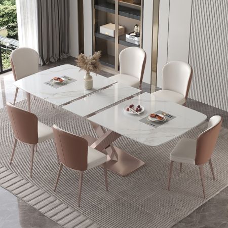 Modern Italian Style Metal Cross Legs Base Sintered Stone Top Extendable Dining Table More Colours and Sizes Customisable