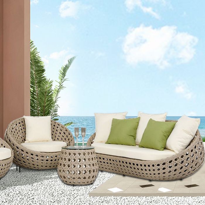 Metal Frame Rattan Weave Outdoor Sofa Miss City Style