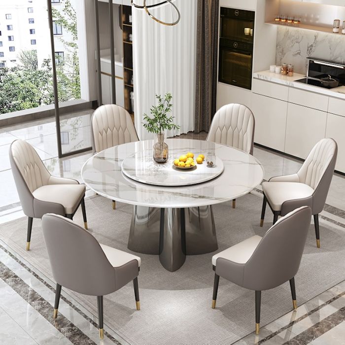Modern Italian Style Sintered Stone Dining Table with Lazy Susan