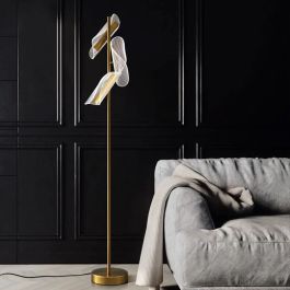 Art Deco Acrylic LED Floor Lamp with Gold Finish
