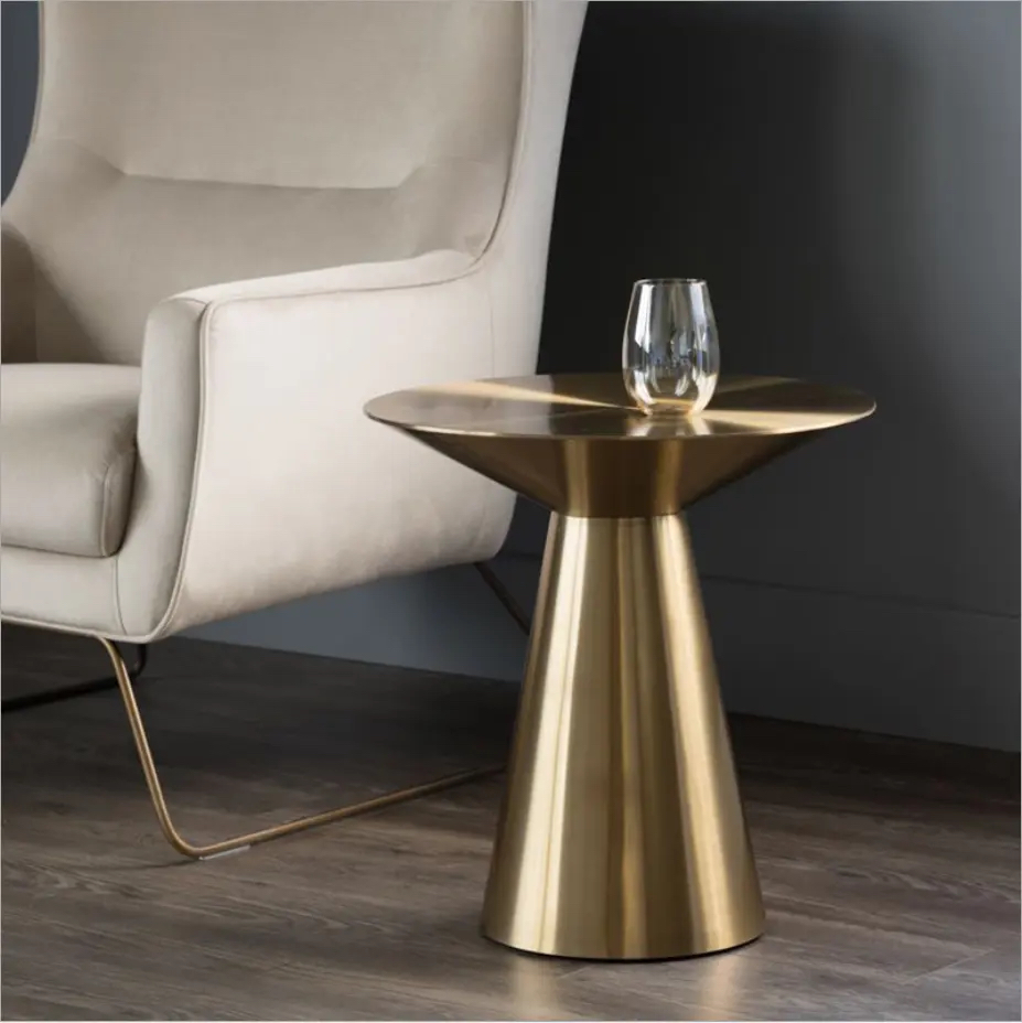 Gold Stainless Steel Round Side Table
