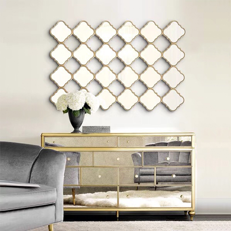 Geometric Square Gold Metal Wall Mirror