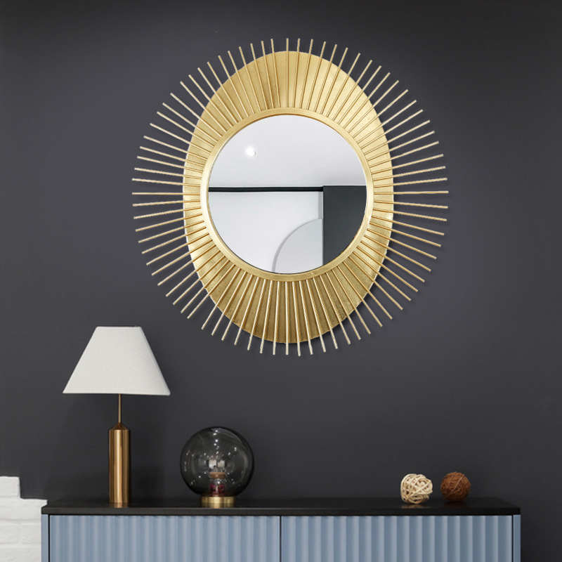 Light Gold Sunburst Metal Wall Mirror