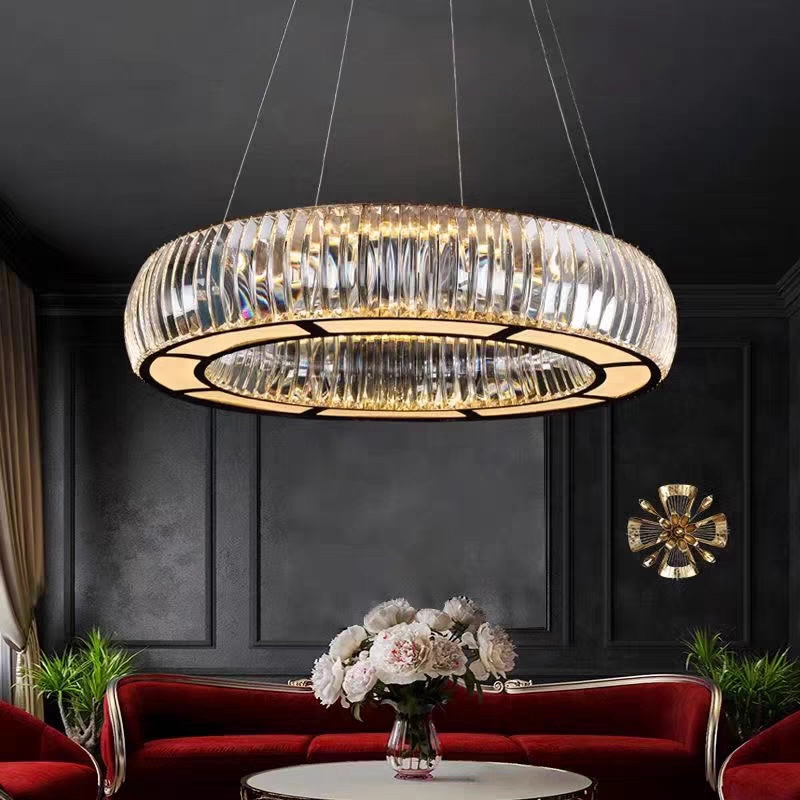 Round/Oval Glass Metal Chandeliers 3 Light Colours Dimmable