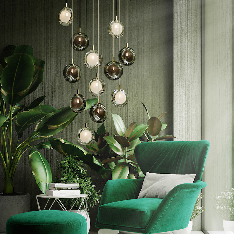 Lens Glass Pendant Lights/Chandeliers Muti-Heads Customisable