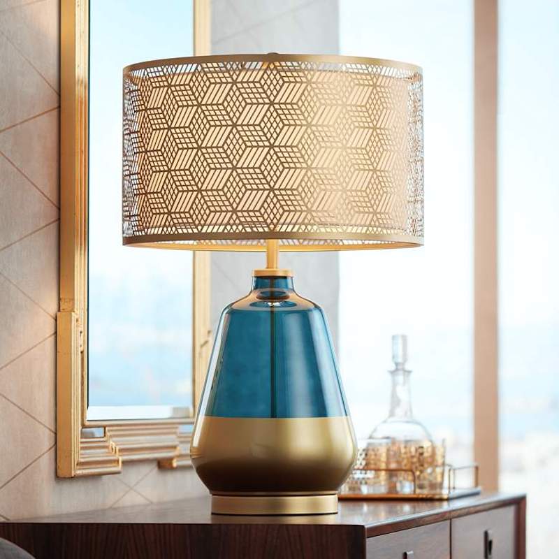 Sky Blue Gold Gazed Table/Desk Lamp