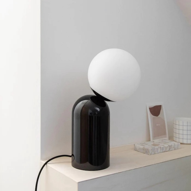 Black Semi Capsule Metal Table Lamp