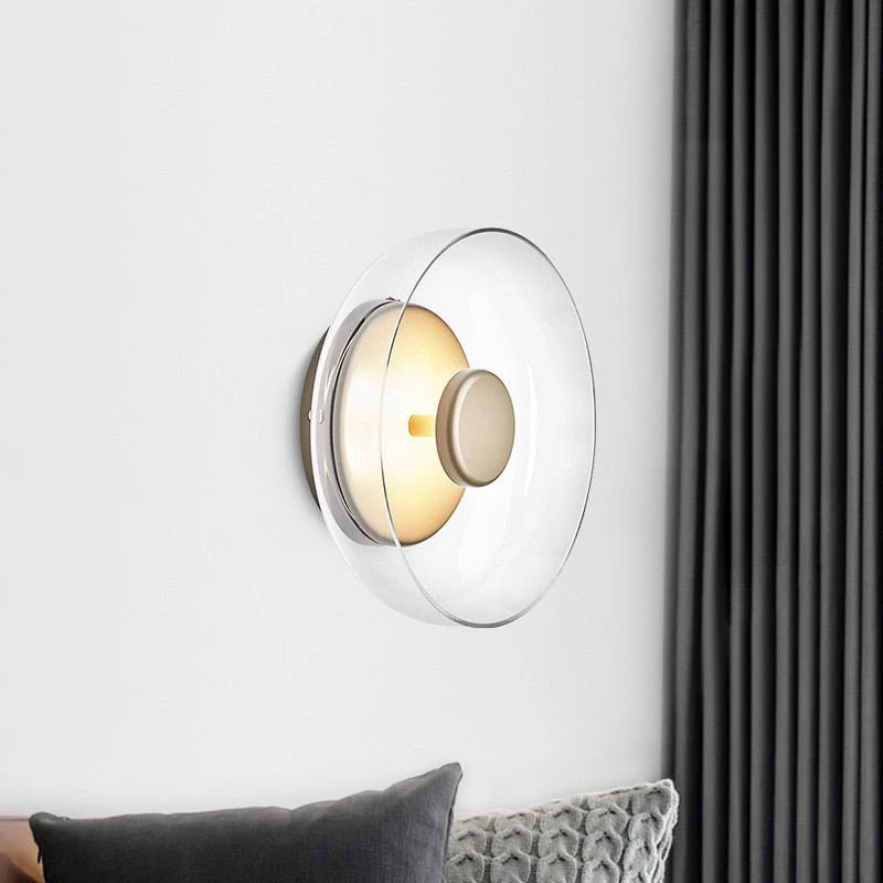 Minimalist Glass and Metal Disc Wall Light Wall Sconce Wall Lamp