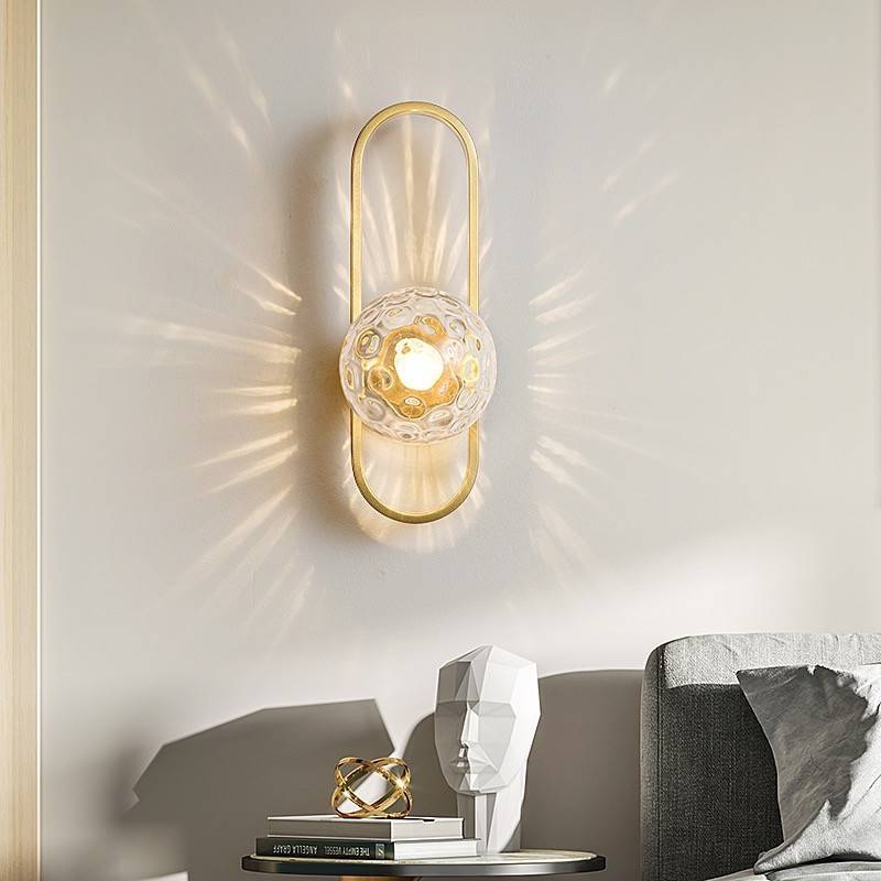 Post Modern Style 1 Head Clear Glass Ball with Metal Circle Wall Light Wall Sconce
