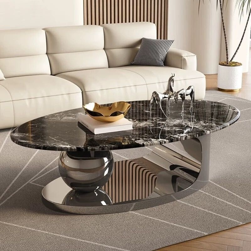 Modern Oval Sintered Stone Coffee Table 