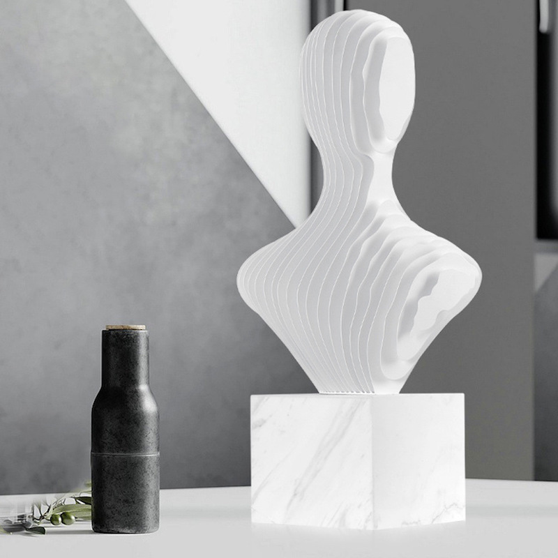 Modern Abstract Bust Marbel & Metal Table Décor