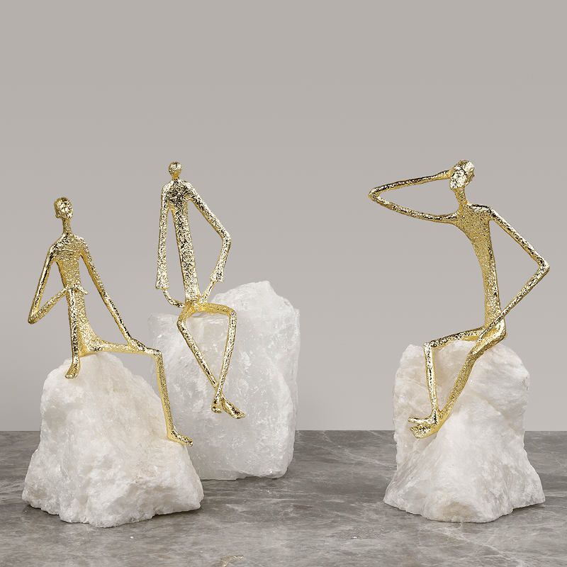 Modern Lux Precious Stone Lonely Man Handcraft Table Décor