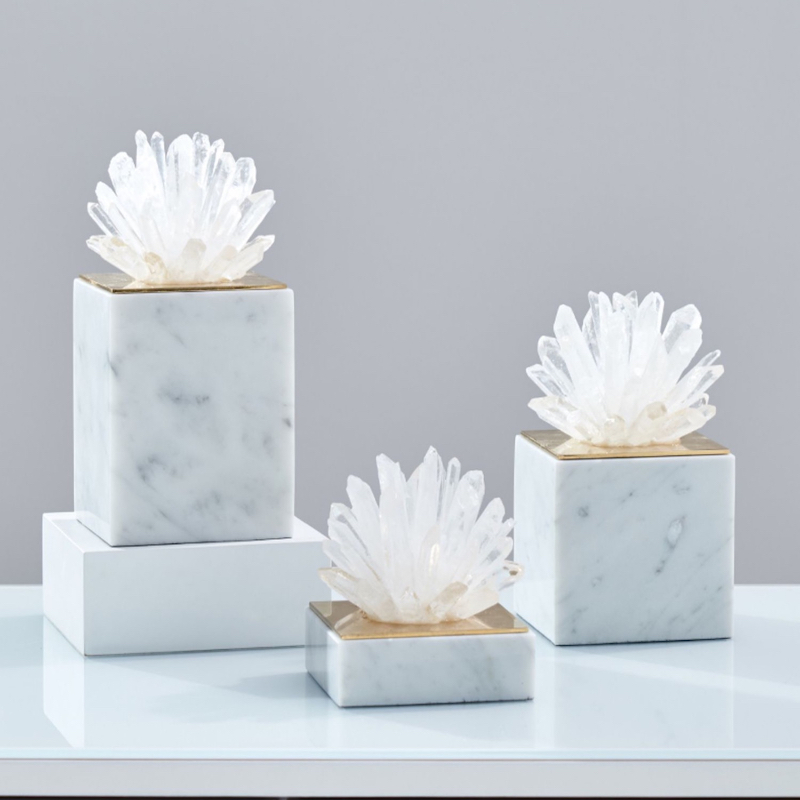 Lux Clear Crystal & Precious Stone Plant Handcraft Table Décor Model EVECM20253