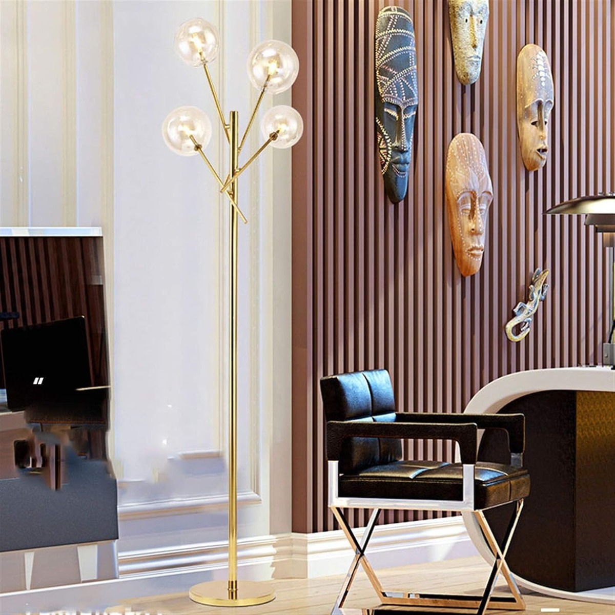 4 Heads Gold Shade Floor Lamp