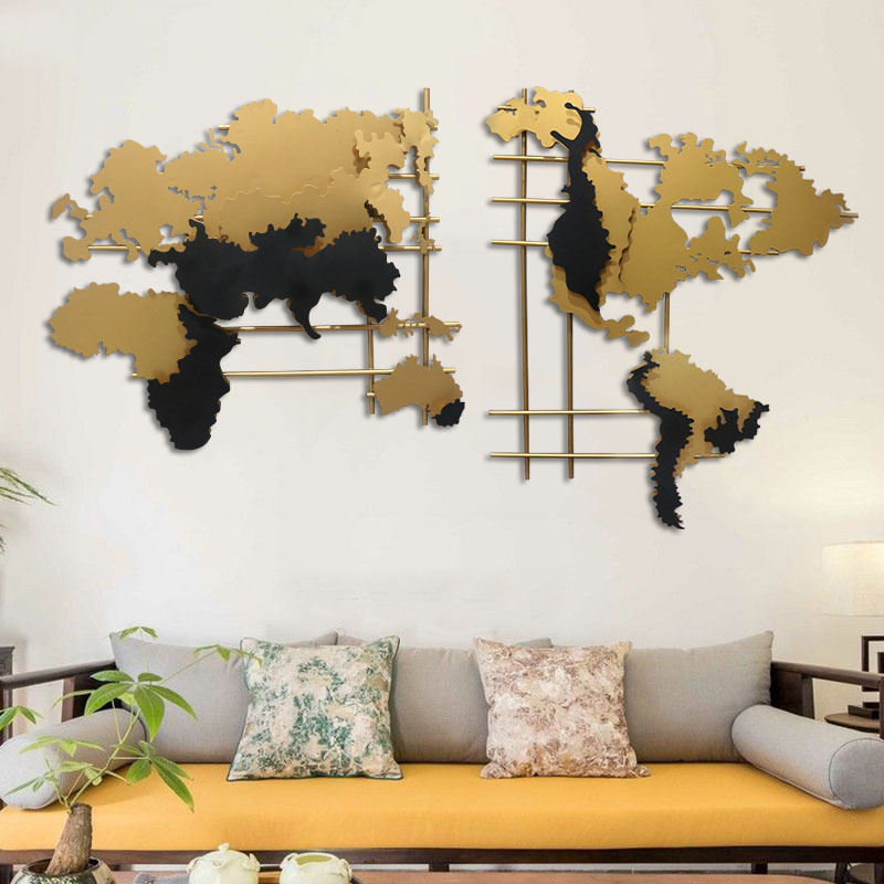 Modern Metal World Map Wall Art Décor