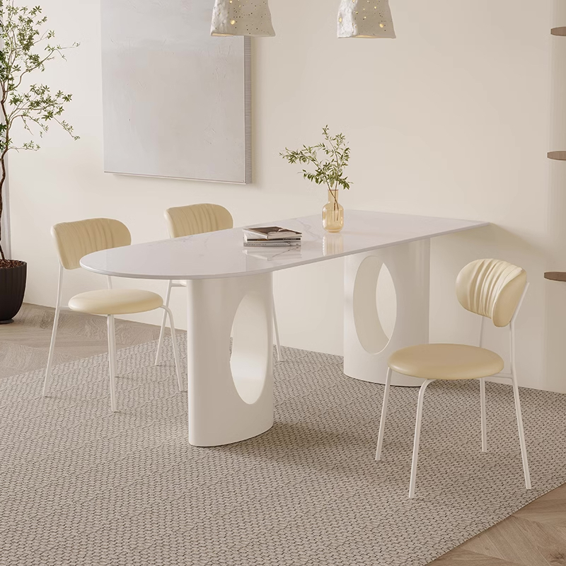 Modern Creamy White Dining Table Sintered Stone Top