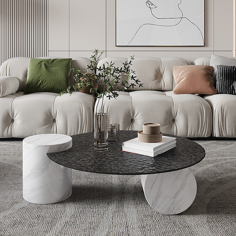 Verre Particulier Classic Marble & Glass Designer Round Coffee Table