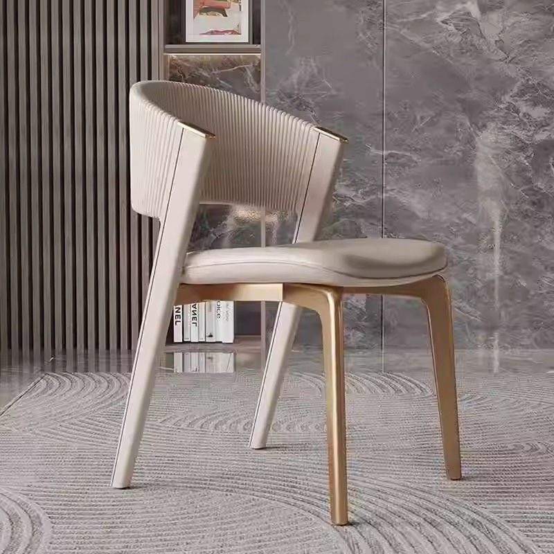 2PCS Modern Ribbed Back PU Leather Dining Chairs with Solid Wood Legs More Colours Customisable