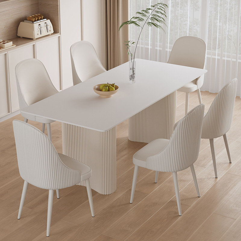 Minimalist Fluted Column Base Sintered Stone Rectangular Dining Table More Colours & Sizes Customisable