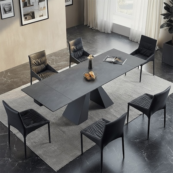 Modern Italian Style Sintered Stone Extendable Dining Table ND6027: Everyday Dining to Full-House Hosting